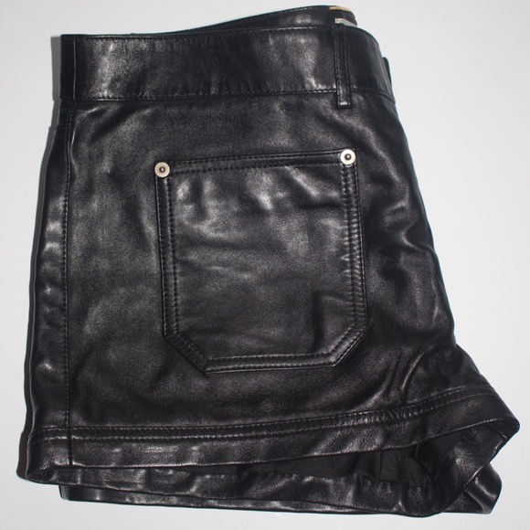 SAINT LAURENT Leather Shorts In Black - Picture 6 of 9